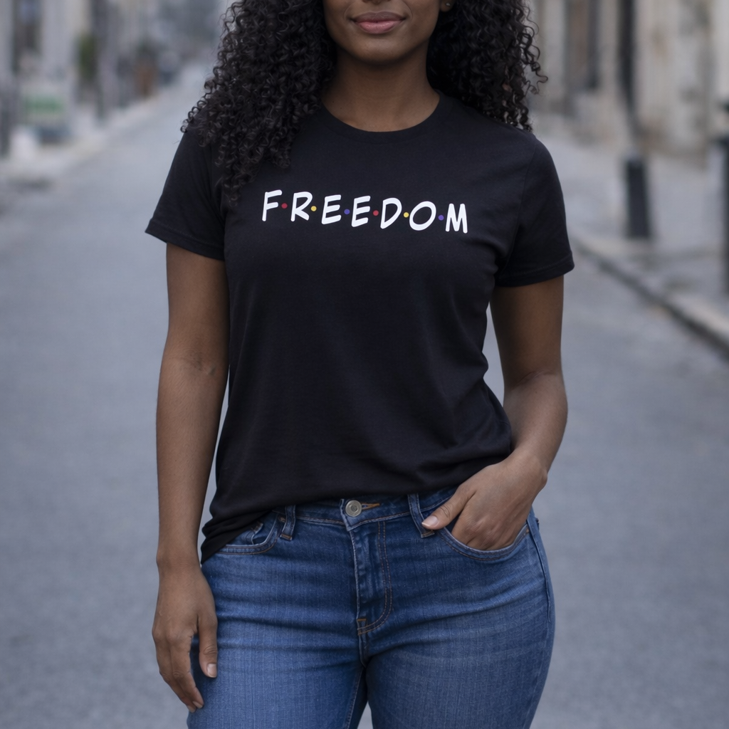 Official FREEDOM Monica Hall premium graphic t-shirt.